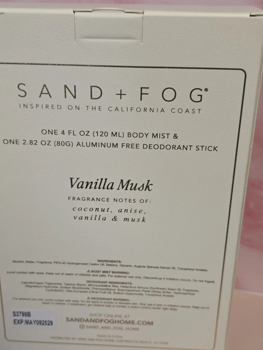 Sand + Fog Vanilla Musk Body Mist & Deodorant Set